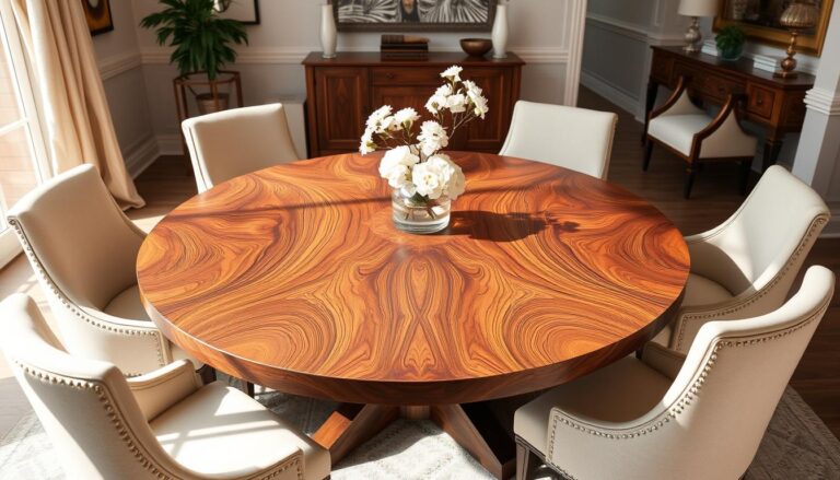 circular walnut dining table