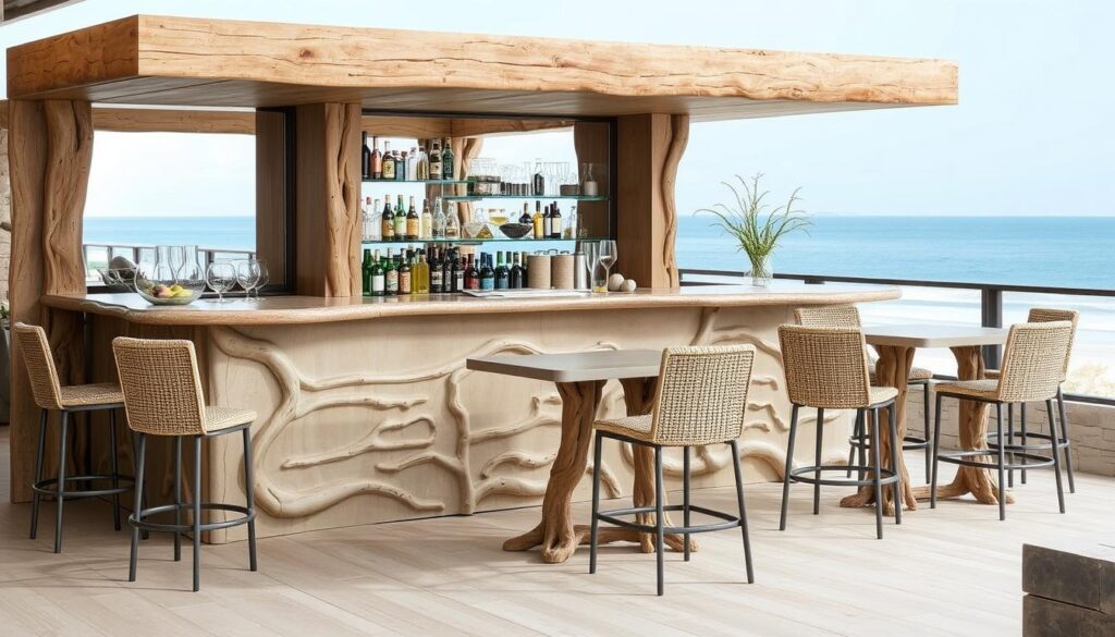 coastal bar furniture with natural elements