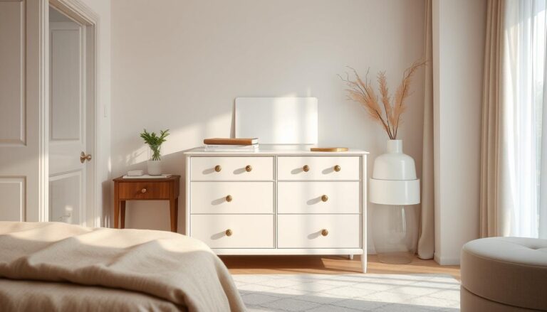 dresser with gold knobs