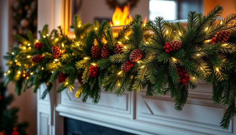 garland for fireplace mantel