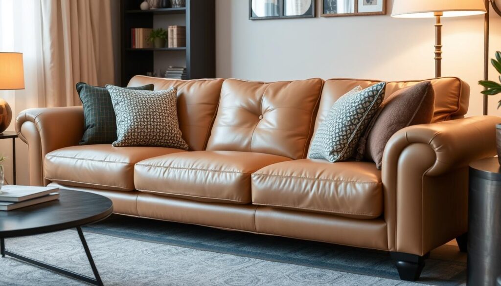 light brown leather couch