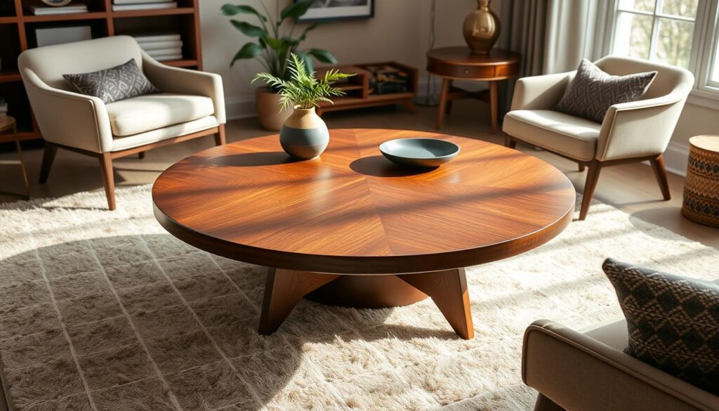 mid century modern round coffee table