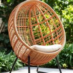 origin 21 brennfield woven teak steel frame stationary egg chai