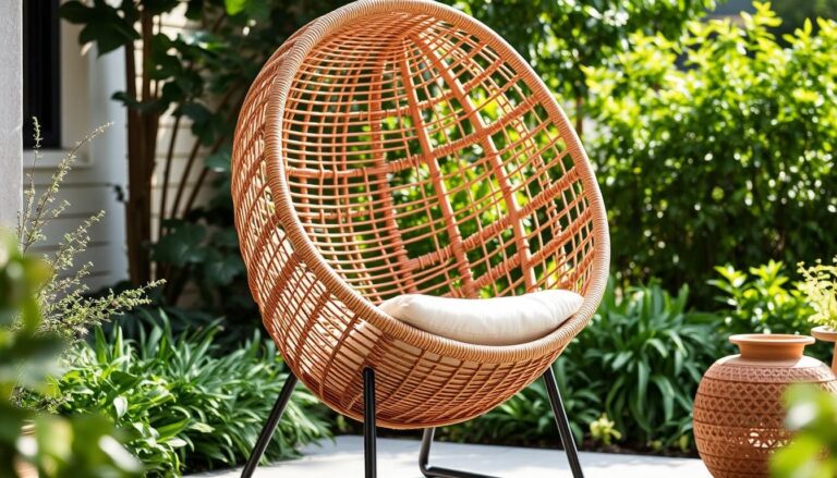 origin 21 brennfield woven teak steel frame stationary egg chai