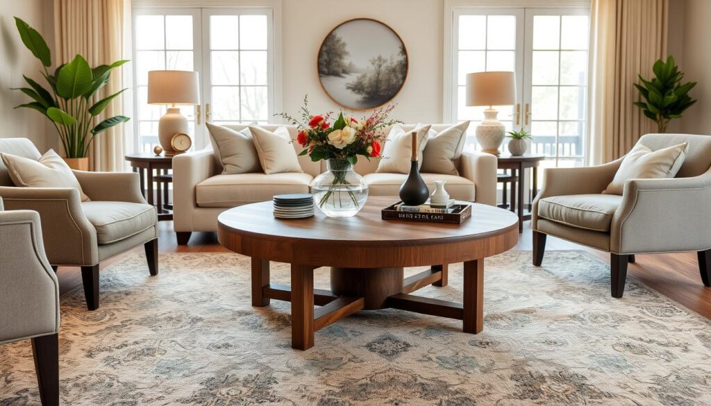 round walnut coffee table