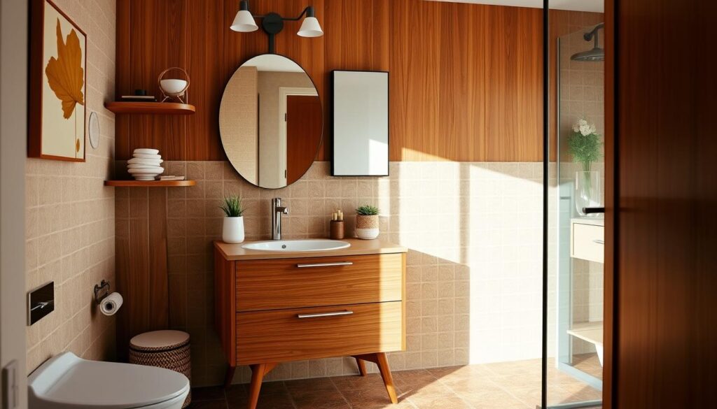 small bathroom solutions with mid century modern vanity