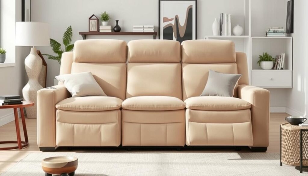 space-saving design of small space 3 seat recliner sofa