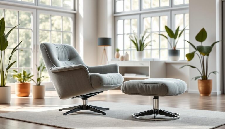 swivel chair and ottoman