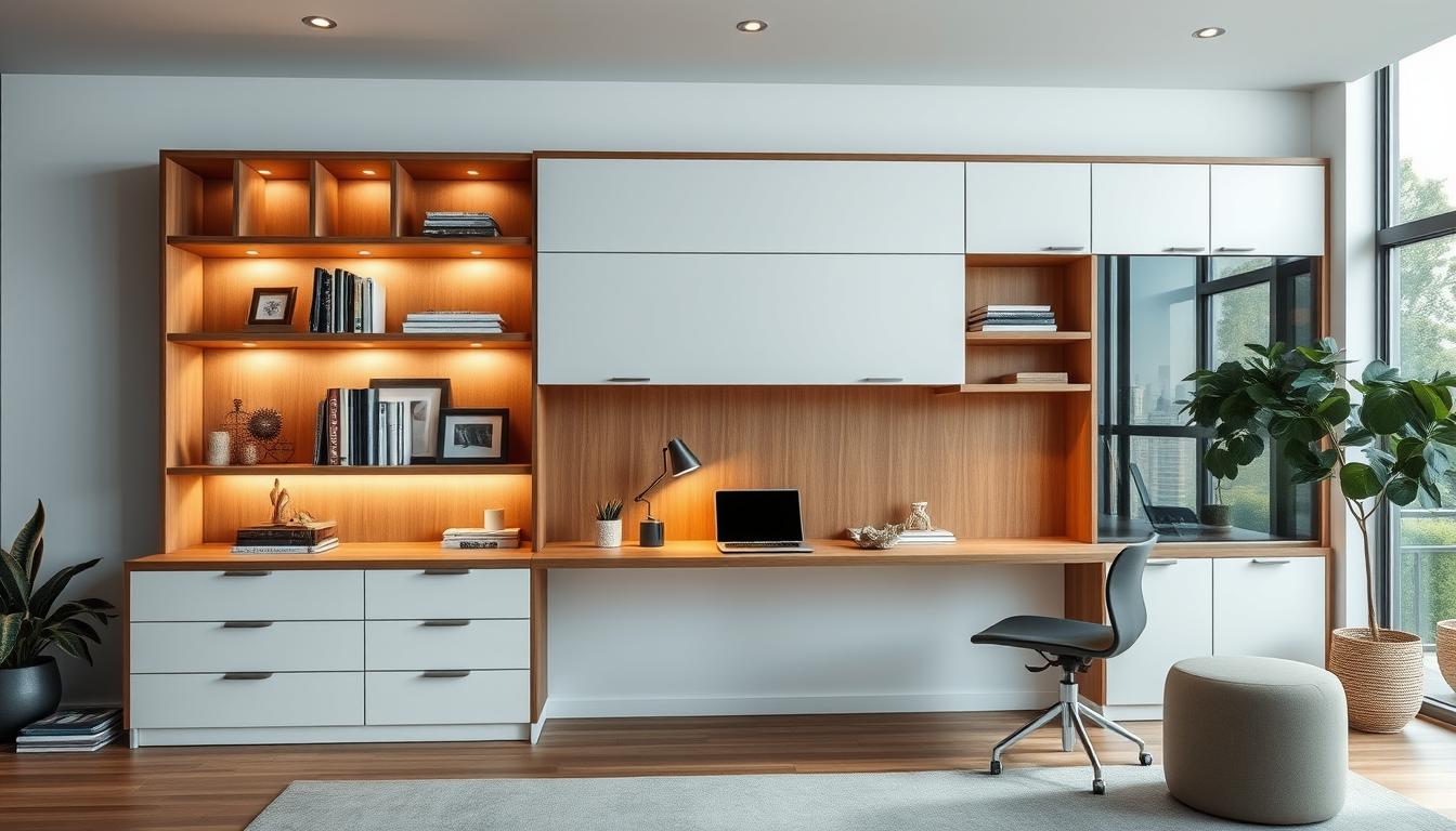 wall unit with desk