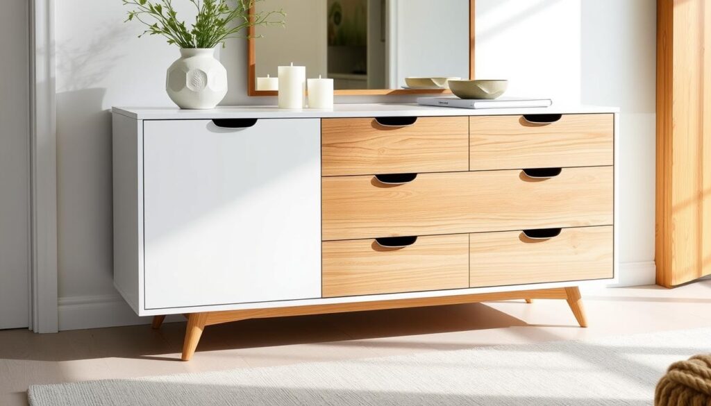 white and oak dresser