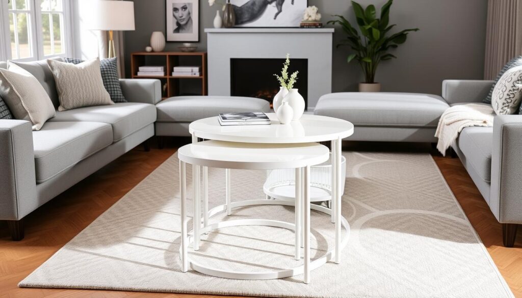 white nesting tables coffee table