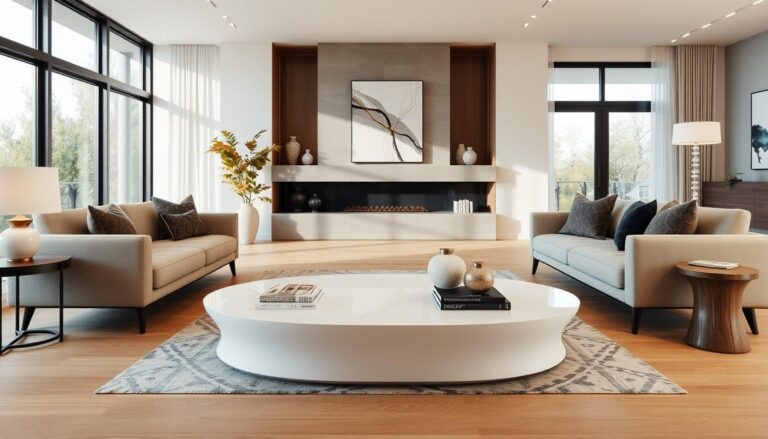 white oval coffee table