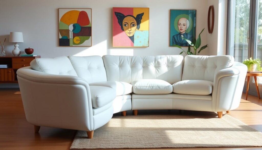 white vinyl sectional sofa