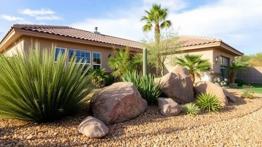 Landscape in arizona with Gravel Garden