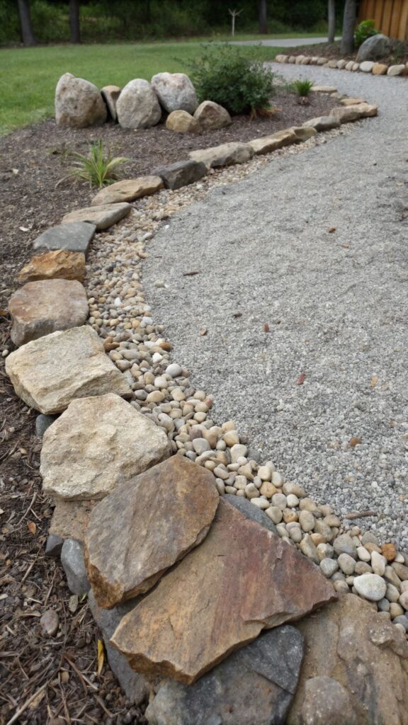 Natural Stone Border with Gravel Center