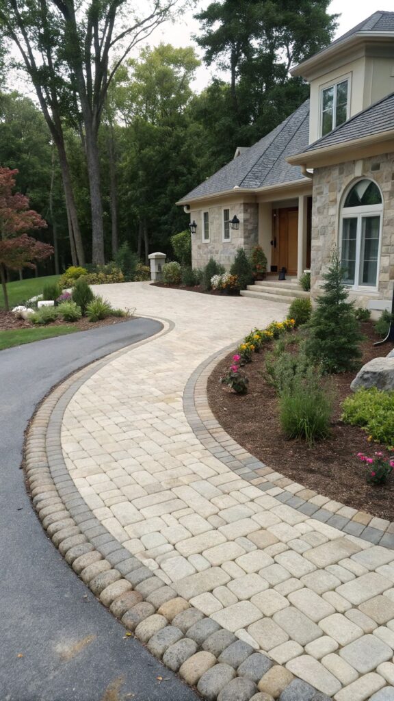 Permeable Paver System - Half Circle Driveway Design to Boost Your Curb Appeal