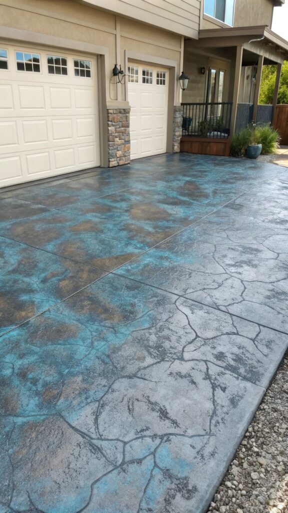 Textured Concrete with Acid Stain