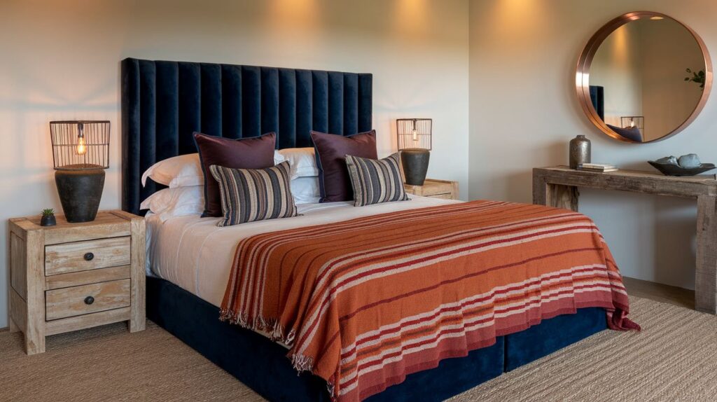 Rustic Navy and Terracotta Bedroom Southwest Style