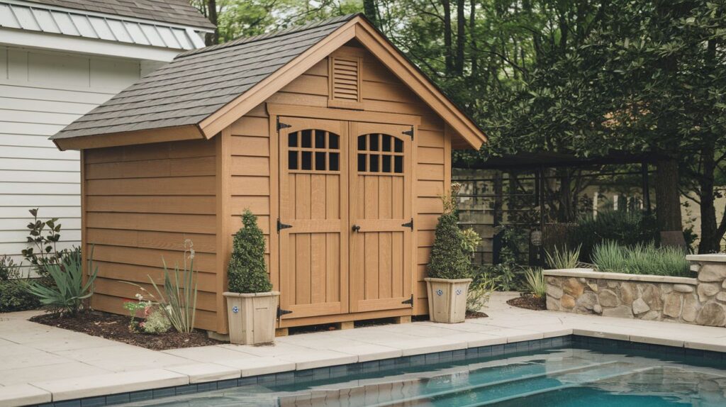 Compact Equipment Shed by the pool