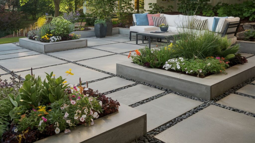 Concrete Slab with Built-in Planters