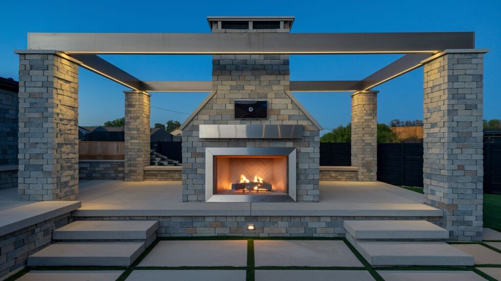 Contemporary Stone Innovations outdoor fireplace