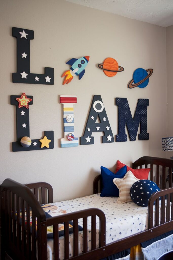 DIY Name Sign or Wall Art toddler boy room ideas on a budget