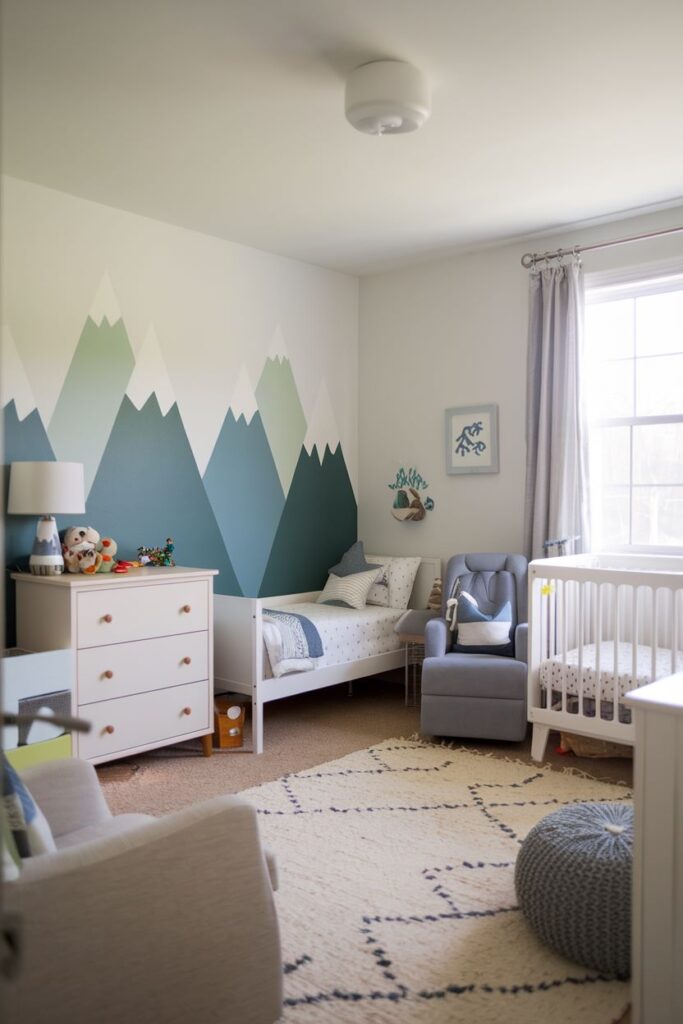 DIY Painted Accent Wall toddler boy room ideas on a budget