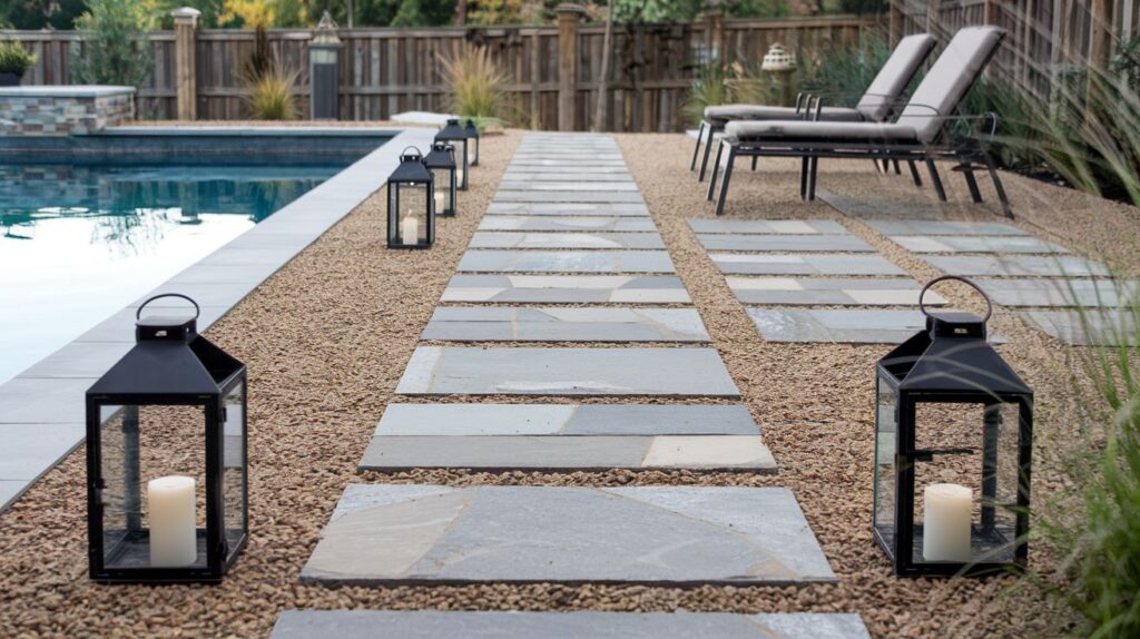 Gravel and Paver Combinations around pool