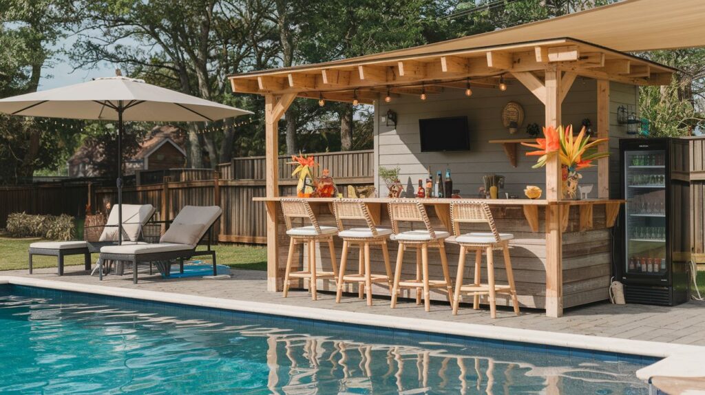 Poolside bar setup