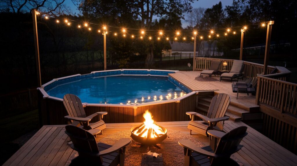 String Light Atmosphere evening pool side