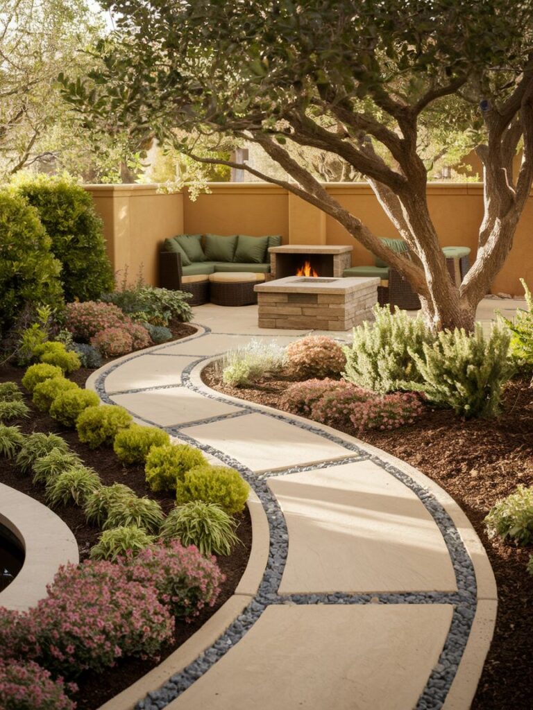 Design a Winding Path in Backyard with L Shaped