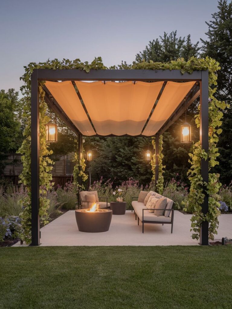 Install a Modern Pergola in l shape patio design ideas